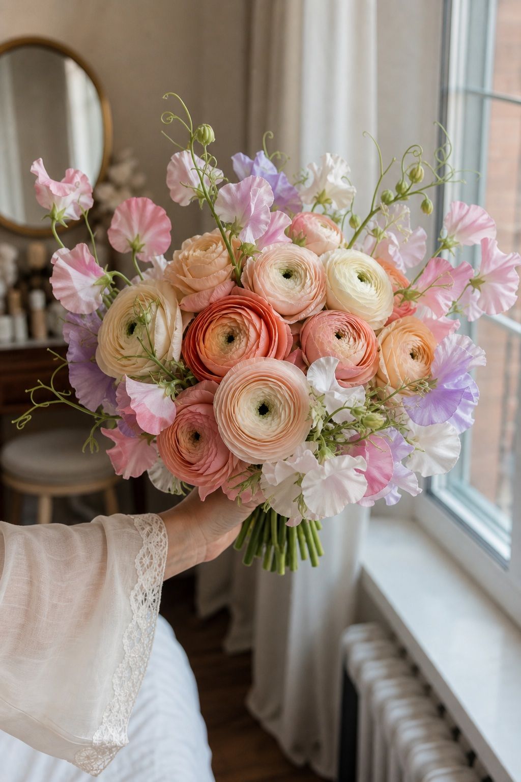 Ranunculus Cluster With Sweet Pea small apartment idea for Top 18 Spring Wedding Flower Bouquet Ideas for Every Bridal Style.
