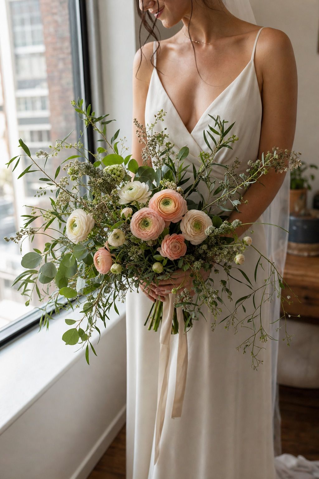 Ranunculus and Greenery Loose Style small apartment idea for Top 18 Spring Wedding Flower Bouquet Ideas for Every Bridal Style.