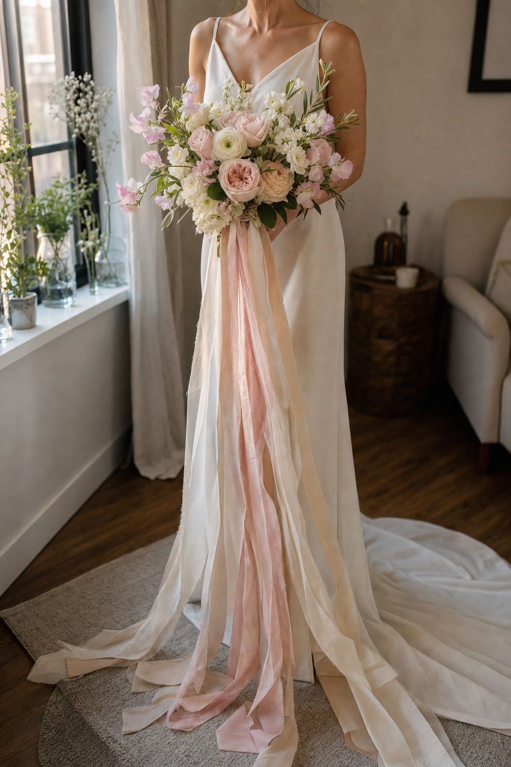 Cascading Ribbon Trail small apartment idea for Top 18 Spring Wedding Flower Bouquet Ideas for Every Bridal Style.