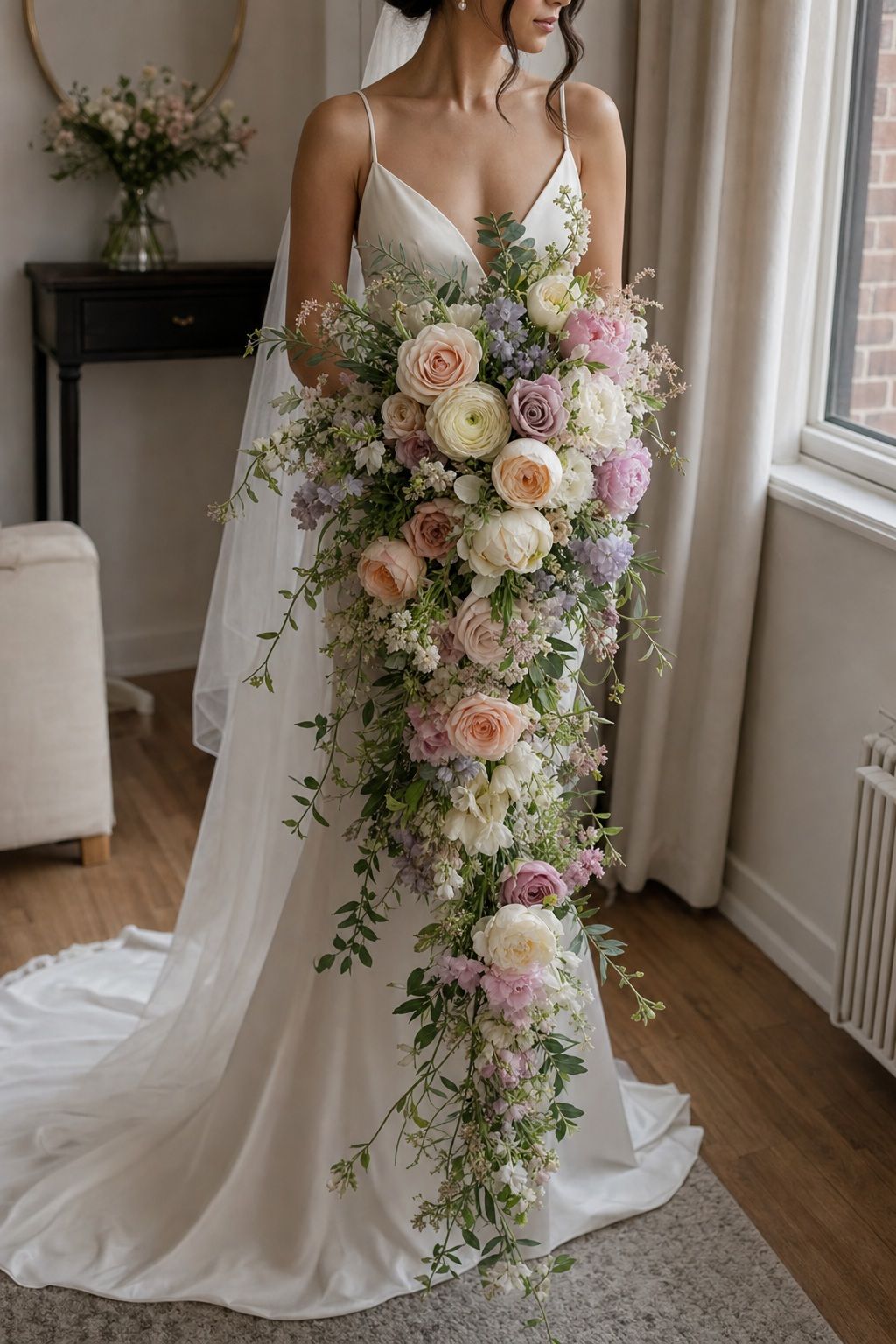 Waterfall Floral Cascade small apartment idea for Top 18 Spring Wedding Flower Bouquet Ideas for Every Bridal Style.