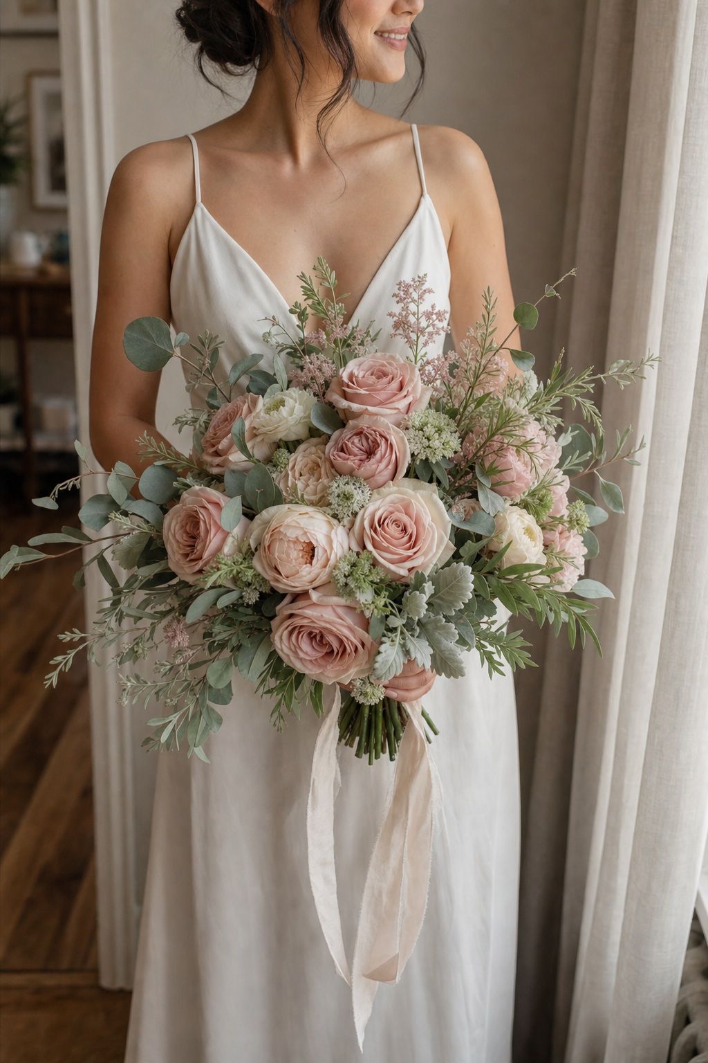 Blush and Sage Mix small apartment idea for Top 18 Spring Wedding Flower Bouquet Ideas for Every Bridal Style.