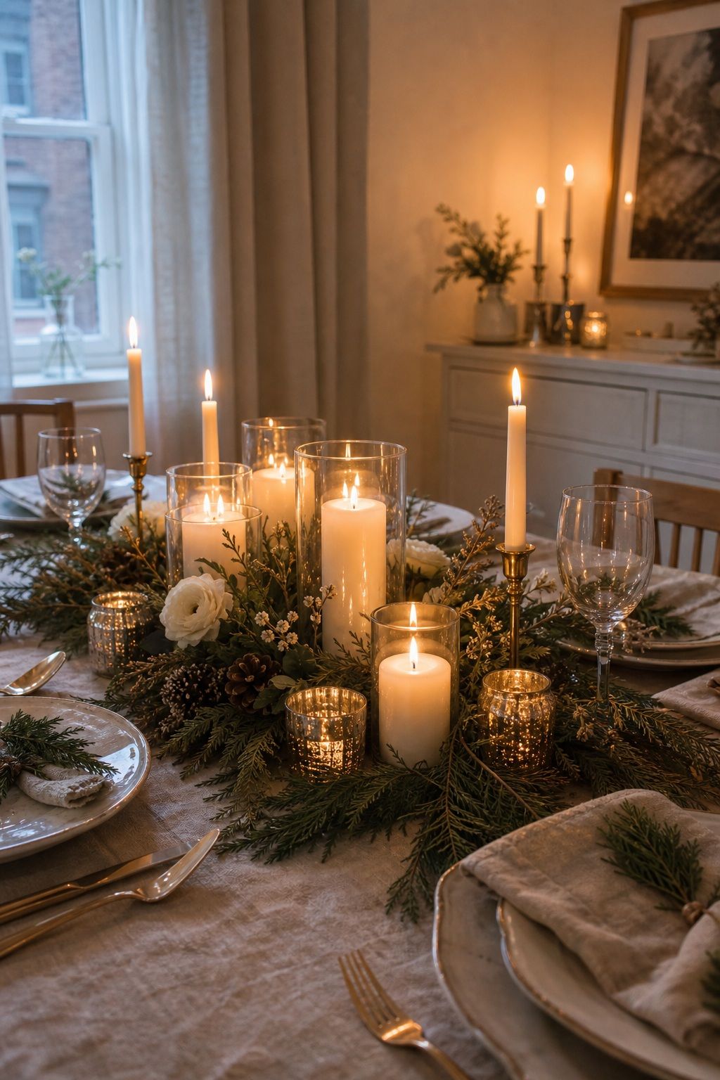 Candle Cluster Centerpieces small apartment idea for Top 18 Elegant Winter Wedding Table Setting Ideas That Set the Mood.