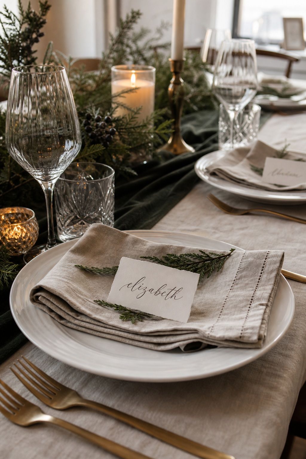 Calligraphy Place Cards small apartment idea for Top 18 Elegant Winter Wedding Table Setting Ideas That Set the Mood.