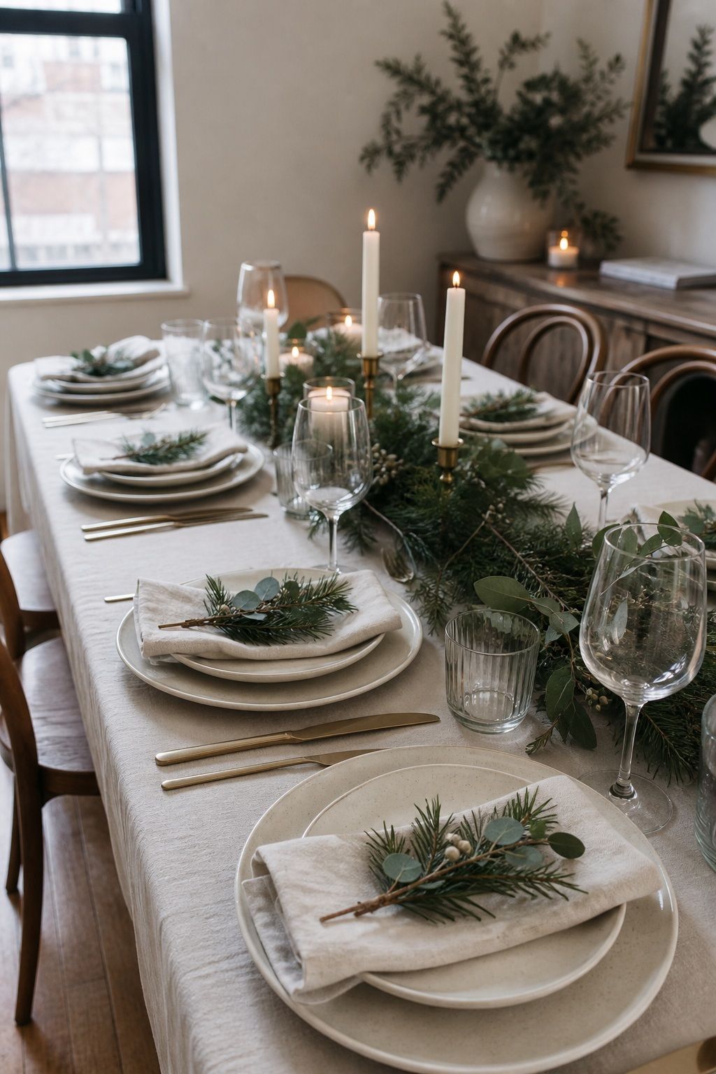 Sprig Accents at Each Plate small apartment idea for Top 18 Elegant Winter Wedding Table Setting Ideas That Set the Mood.