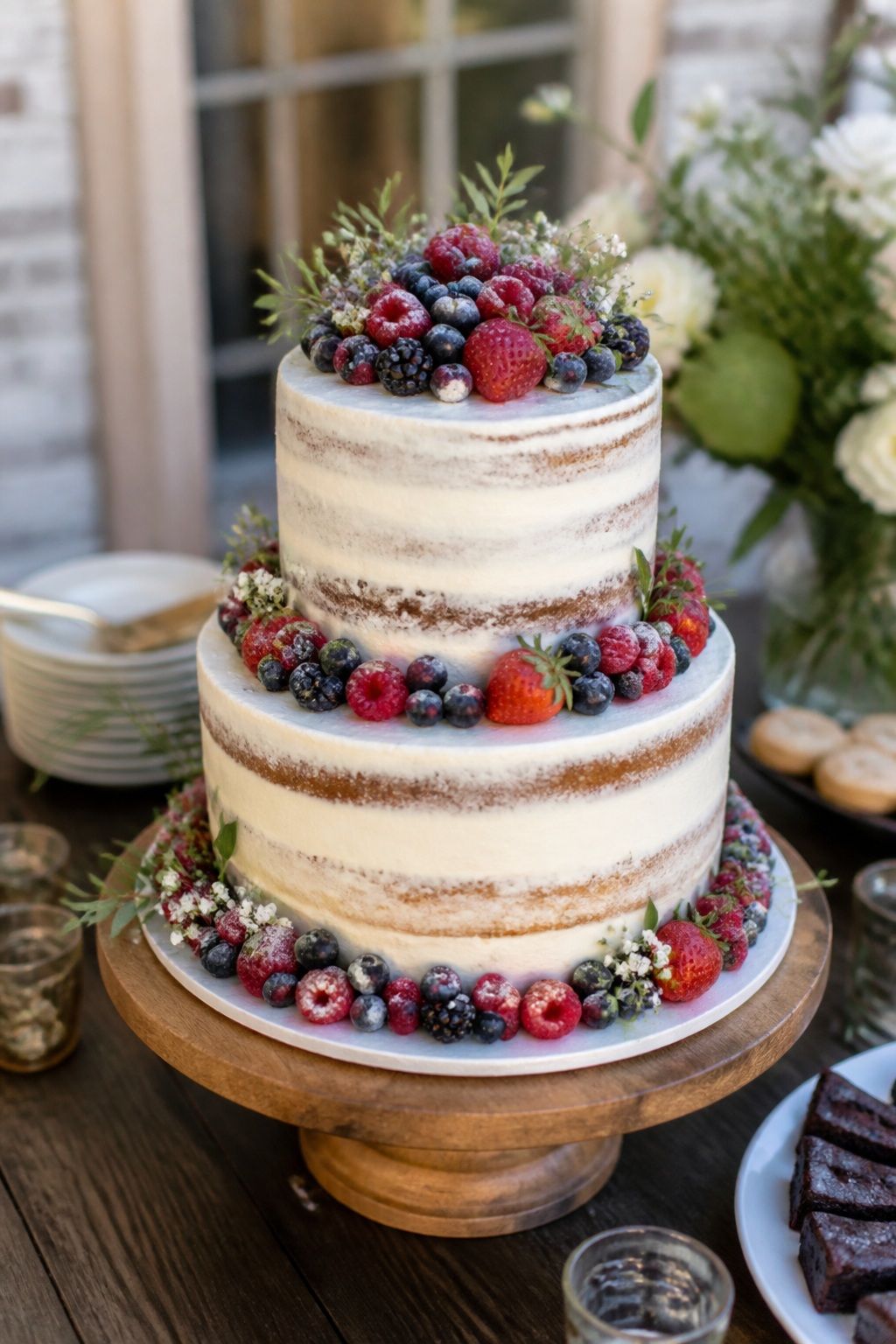 Build a Semi-Naked Cake With Berries small apartment idea for Top 18 Summer Wedding Cake Ideas That Hold Up in the Heat and Look Stunning.