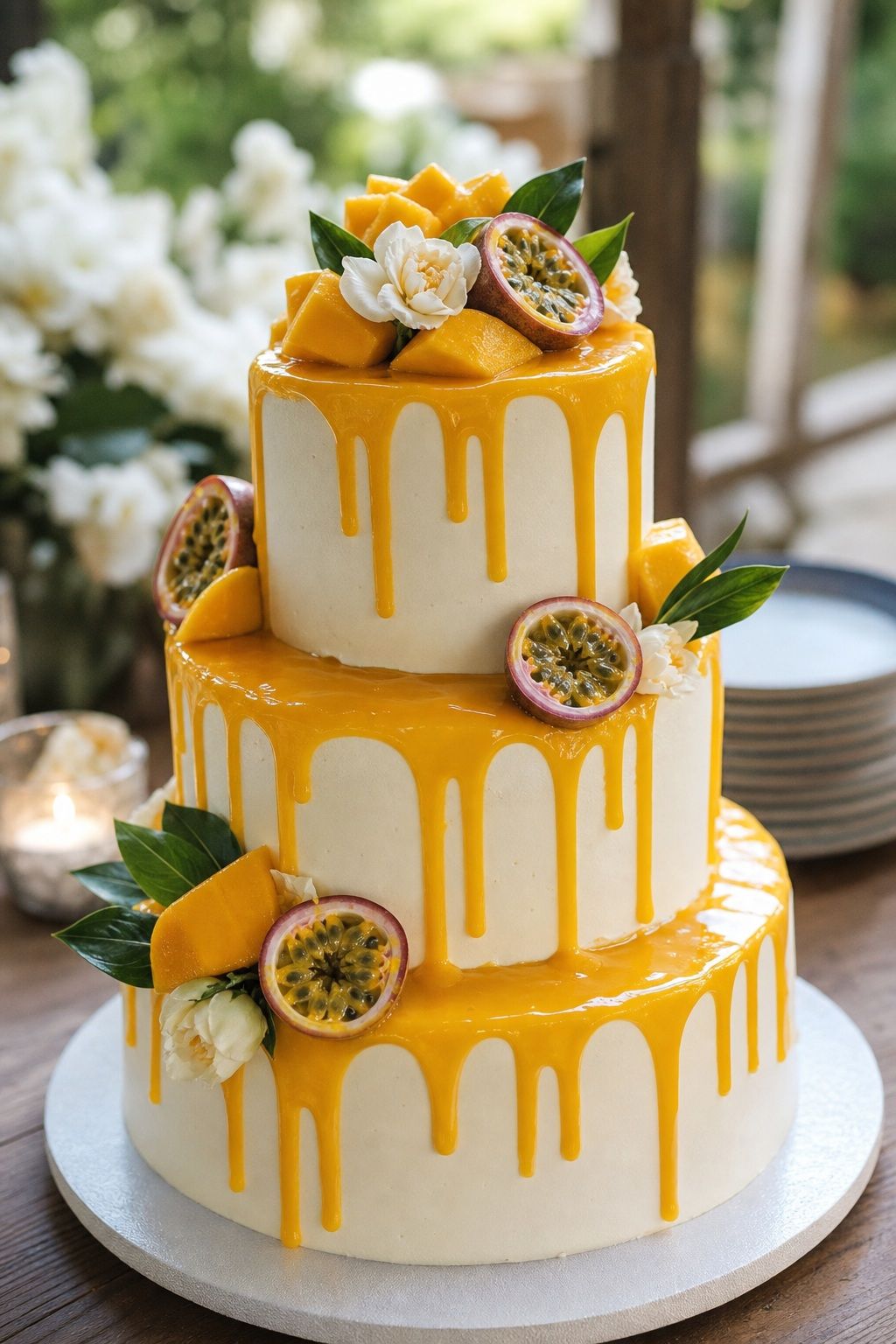Try a Mango or Passionfruit Drip small apartment idea for Top 18 Summer Wedding Cake Ideas That Hold Up in the Heat and Look Stunning.