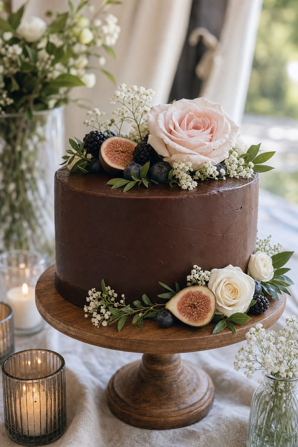 Add a Ganache Base Under Decoration small apartment idea for Top 18 Summer Wedding Cake Ideas That Hold Up in the Heat and Look Stunning.