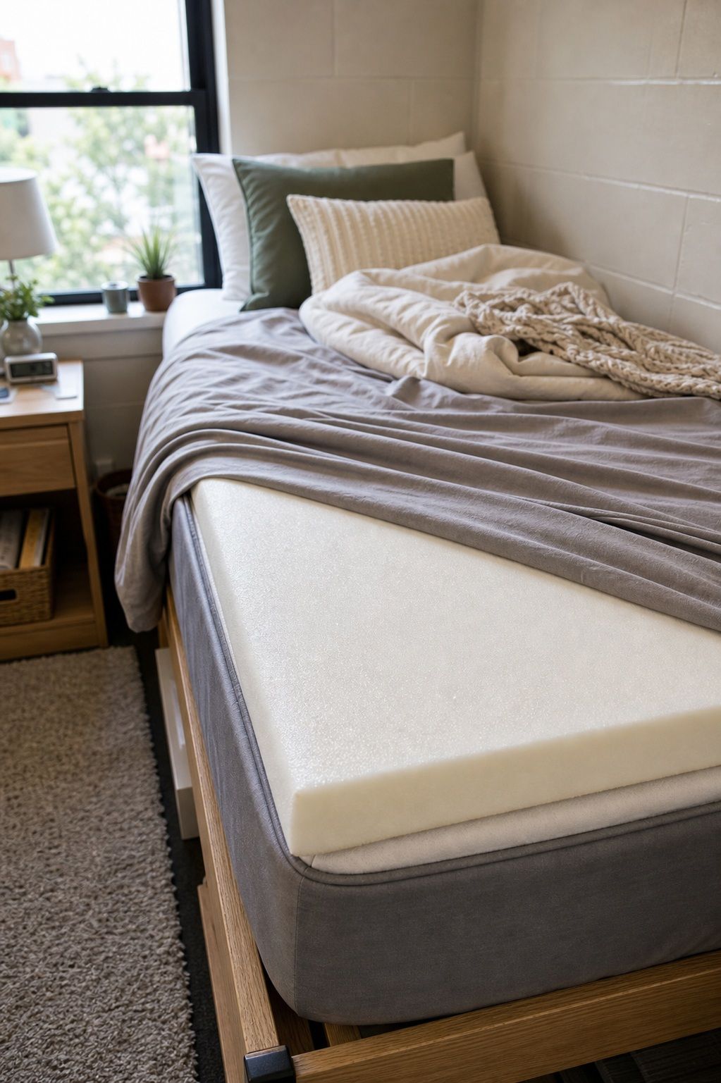 Memory Foam Mattress Topper small apartment idea for Top 20 Stylish College Dorm Room Ideas to Make Your Space Feel Like Home.