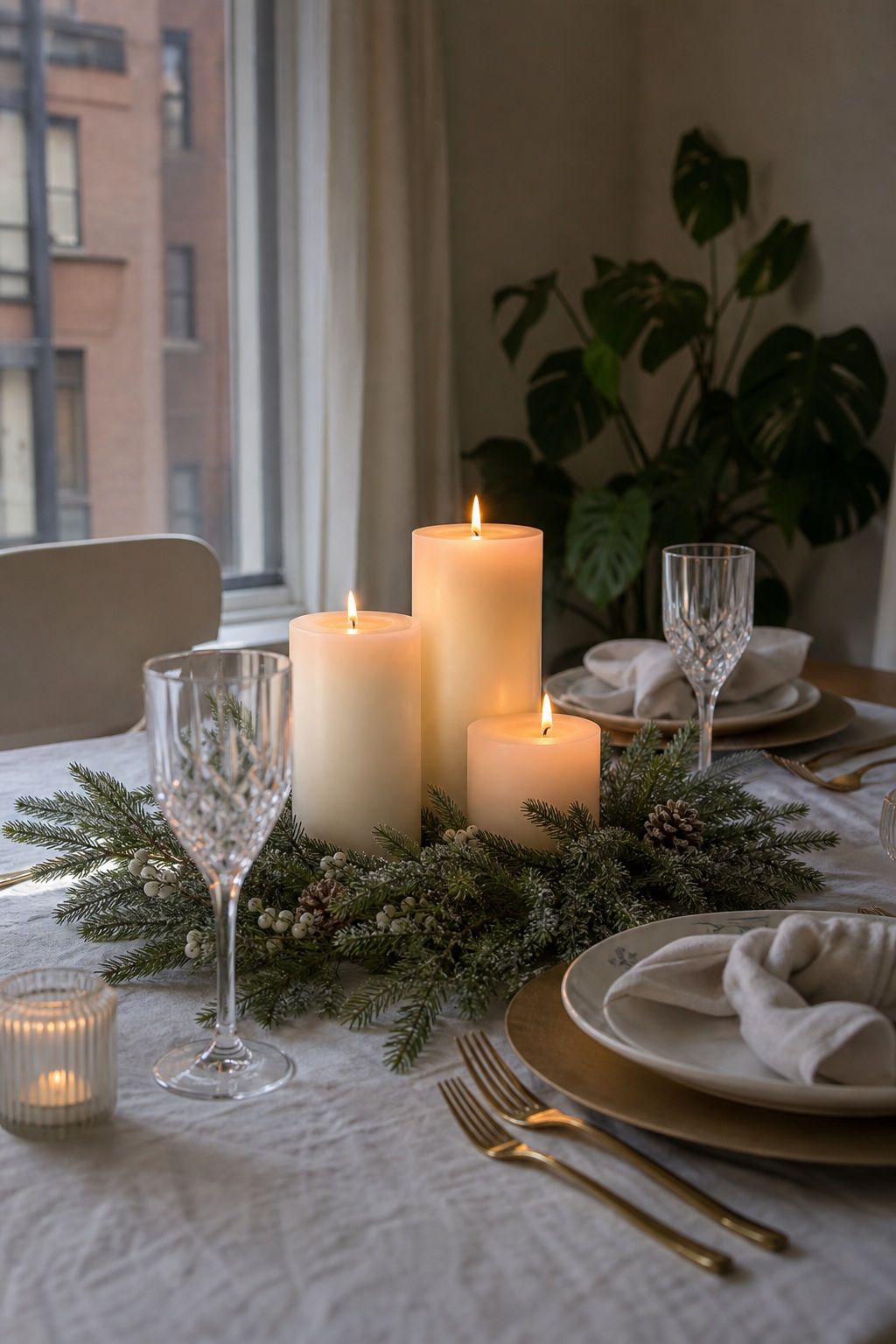 Cluster Pillar Candles in Three Heights small apartment idea for Top 17 Elegant Winter Wedding Centerpiece Ideas That Bring Seasonal Charm.