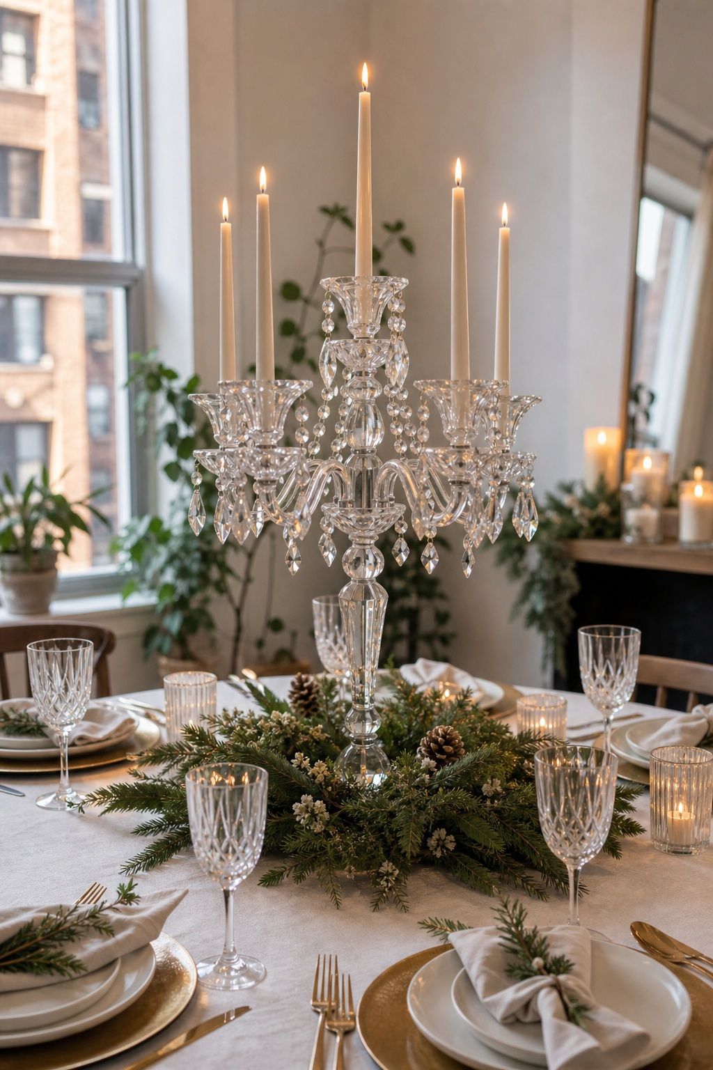 Add a Crystal Candelabra as Statement Piece small apartment idea for Top 17 Elegant Winter Wedding Centerpiece Ideas That Bring Seasonal Charm.