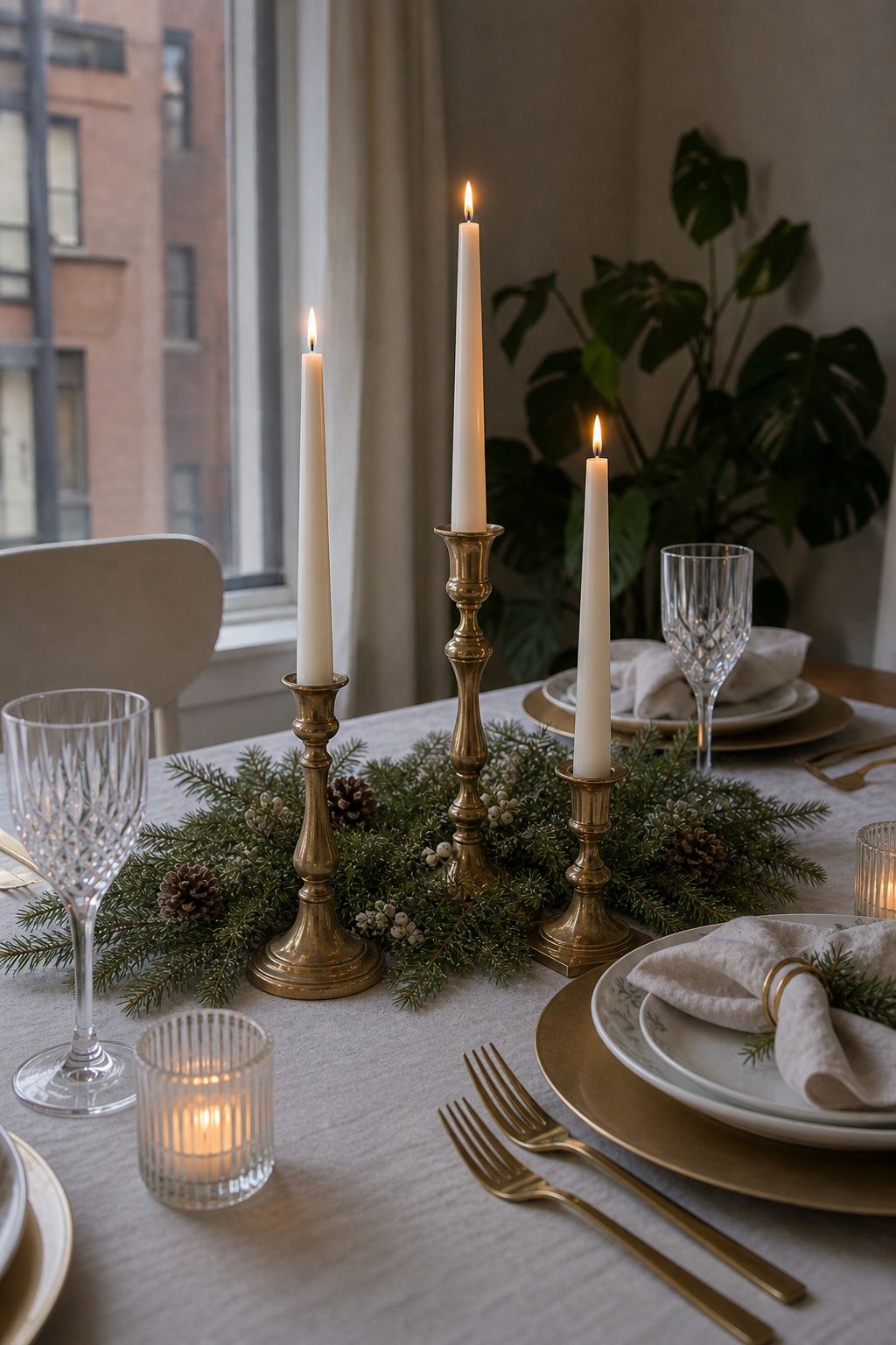 Add Antique Brass Candle Holders small apartment idea for Top 17 Elegant Winter Wedding Centerpiece Ideas That Bring Seasonal Charm.