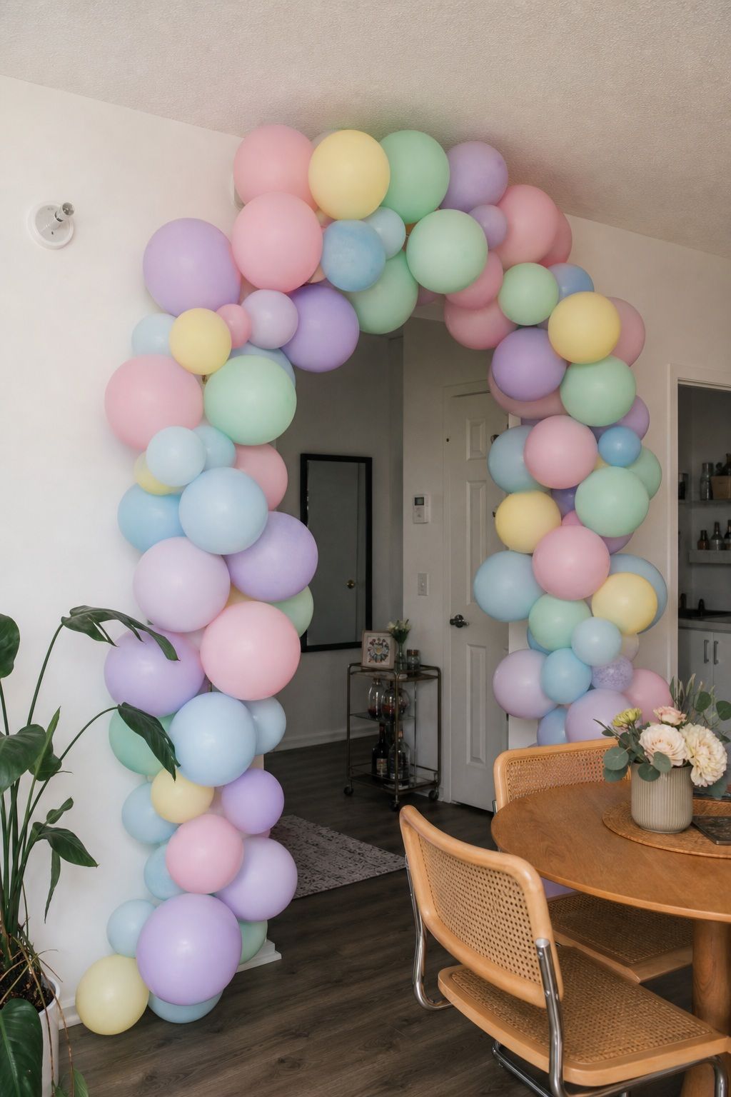 Mixed Pastel Color Arch small apartment idea for Top 17 Girls Summer Party Decor Ideas for Small Apartments.