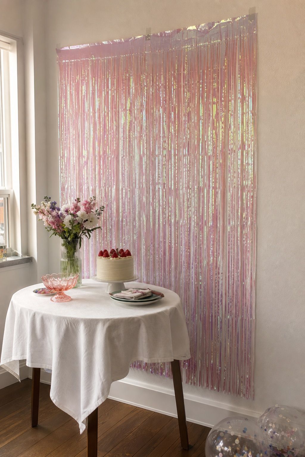 Fringe Curtain Backdrop small apartment idea for Top 17 Girls Summer Party Decor Ideas for Small Apartments.