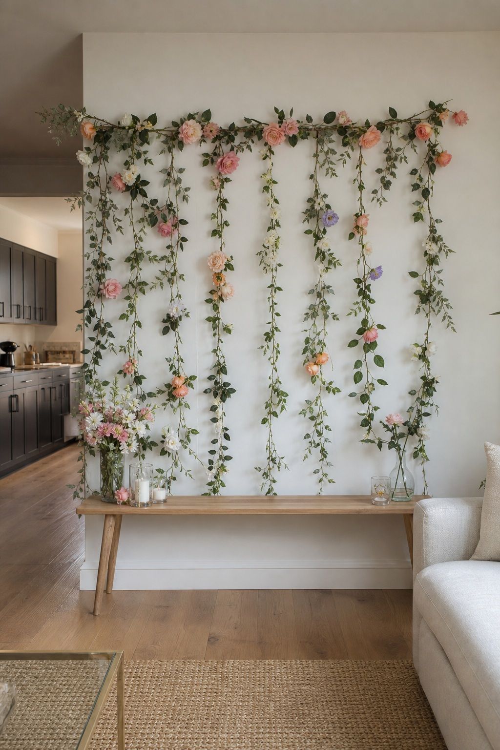 Floral Garland Wall Backdrop small apartment idea for Top 17 Girls Summer Party Decor Ideas for Small Apartments.