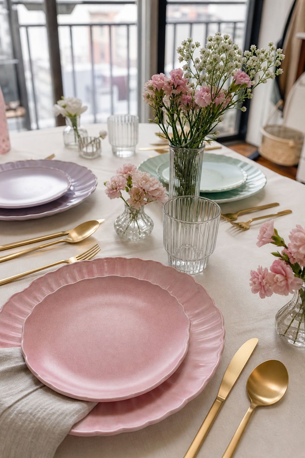 Pastel Plates with Gold Flatware small apartment idea for Top 17 Girls Summer Party Decor Ideas for Small Apartments.