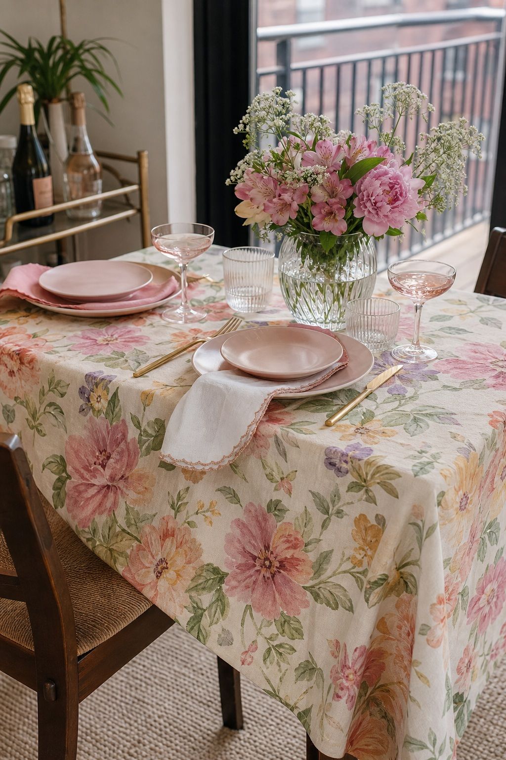 Floral Tablecloth or Runner small apartment idea for Top 17 Girls Summer Party Decor Ideas for Small Apartments.