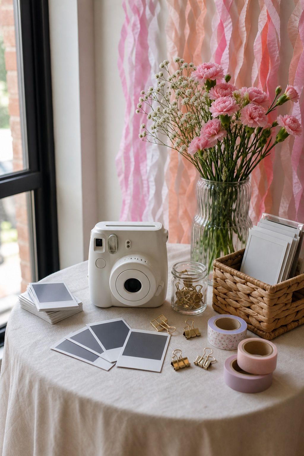 Polaroid Camera Station small apartment idea for Top 17 Girls Summer Party Decor Ideas for Small Apartments.