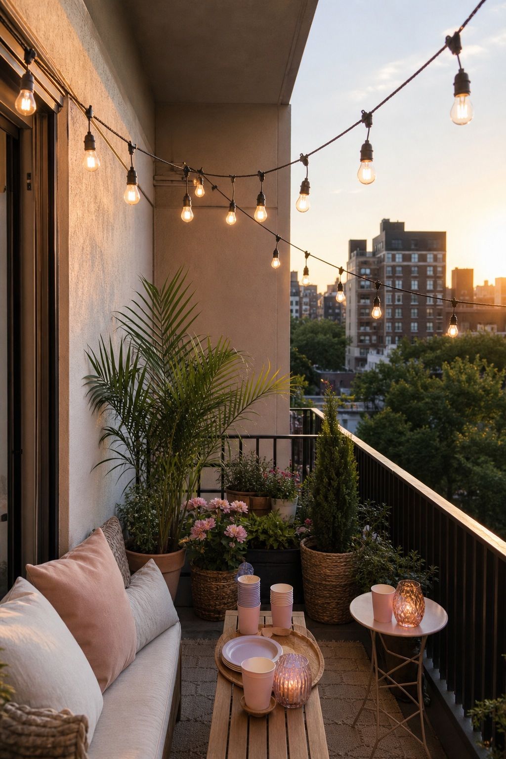 String Lights Overhead Outdoor small apartment idea for Top 17 Girls Summer Party Decor Ideas for Small Apartments.