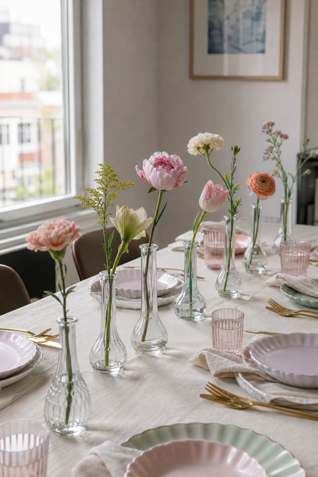 Single-Stem Floral Centerpieces small apartment idea for Top 17 Girls Summer Party Decor Ideas for Small Apartments.