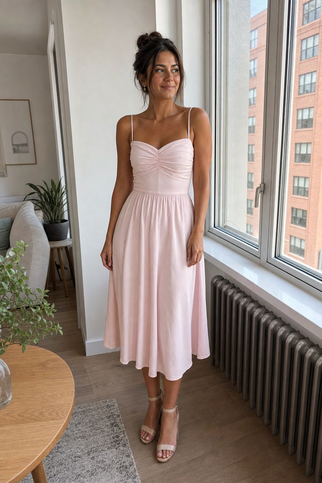 Soft Pastel Pink Midi Dress small apartment idea for Top 18 Gorgeous Graduation Dresses to Shine on Your Big Day.