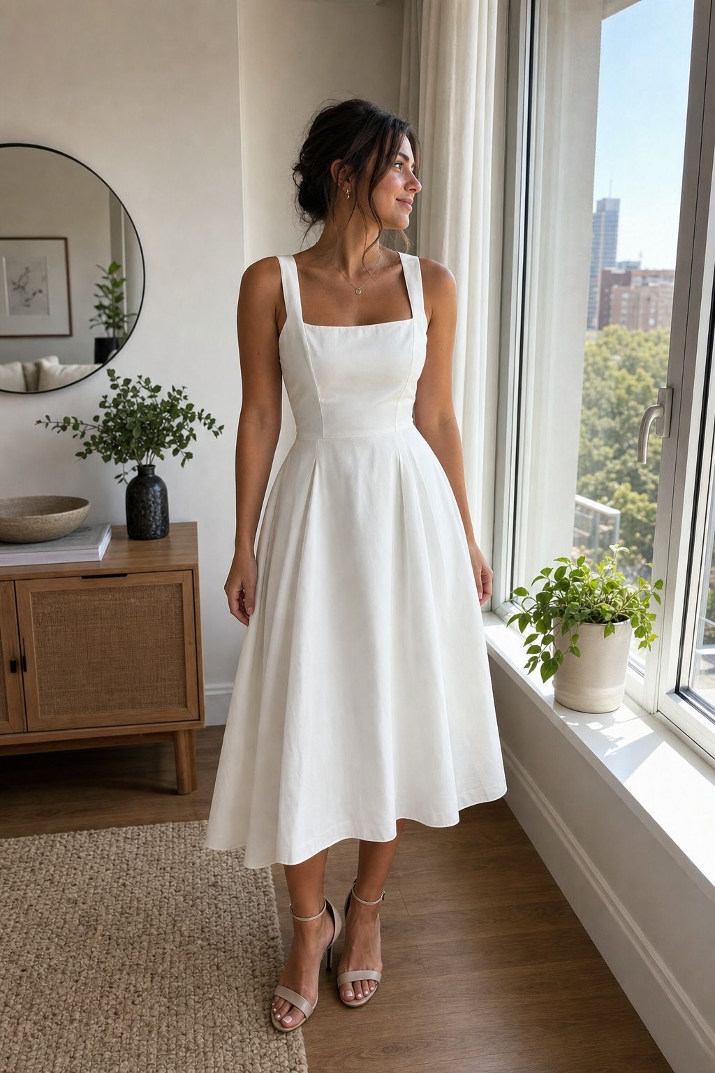 Classic White Midi A-Line small apartment idea for Top 18 Gorgeous Graduation Dresses to Shine on Your Big Day.