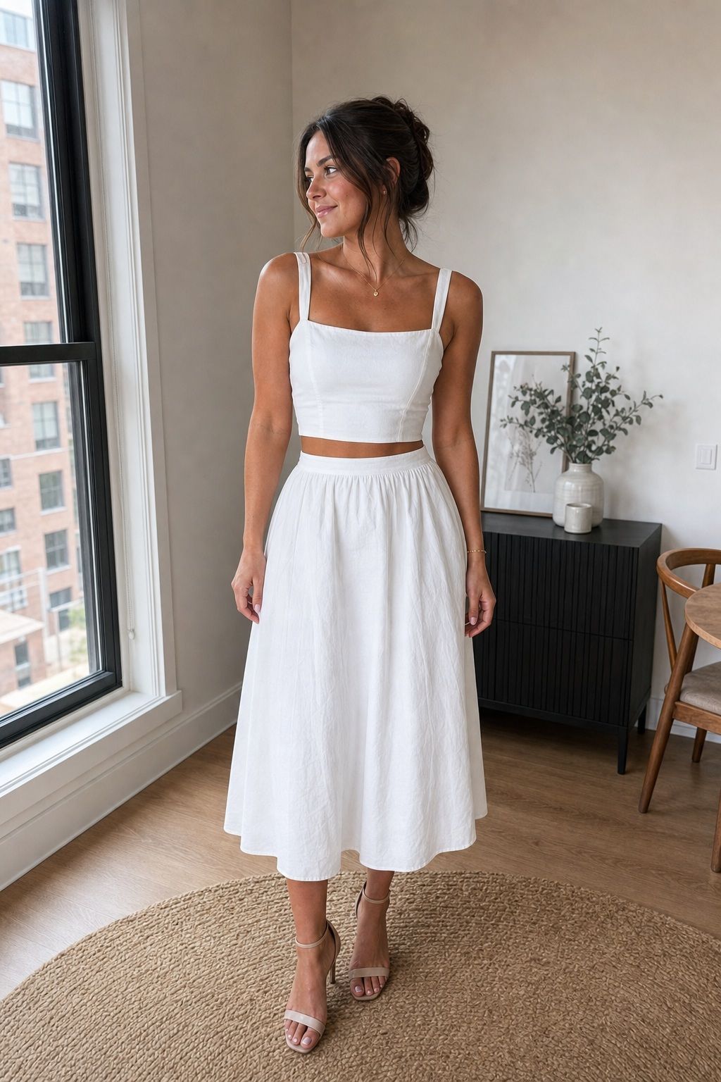 Two-Piece White Set (Crop Top + Skirt) small apartment idea for Top 18 Gorgeous Graduation Dresses to Shine on Your Big Day.