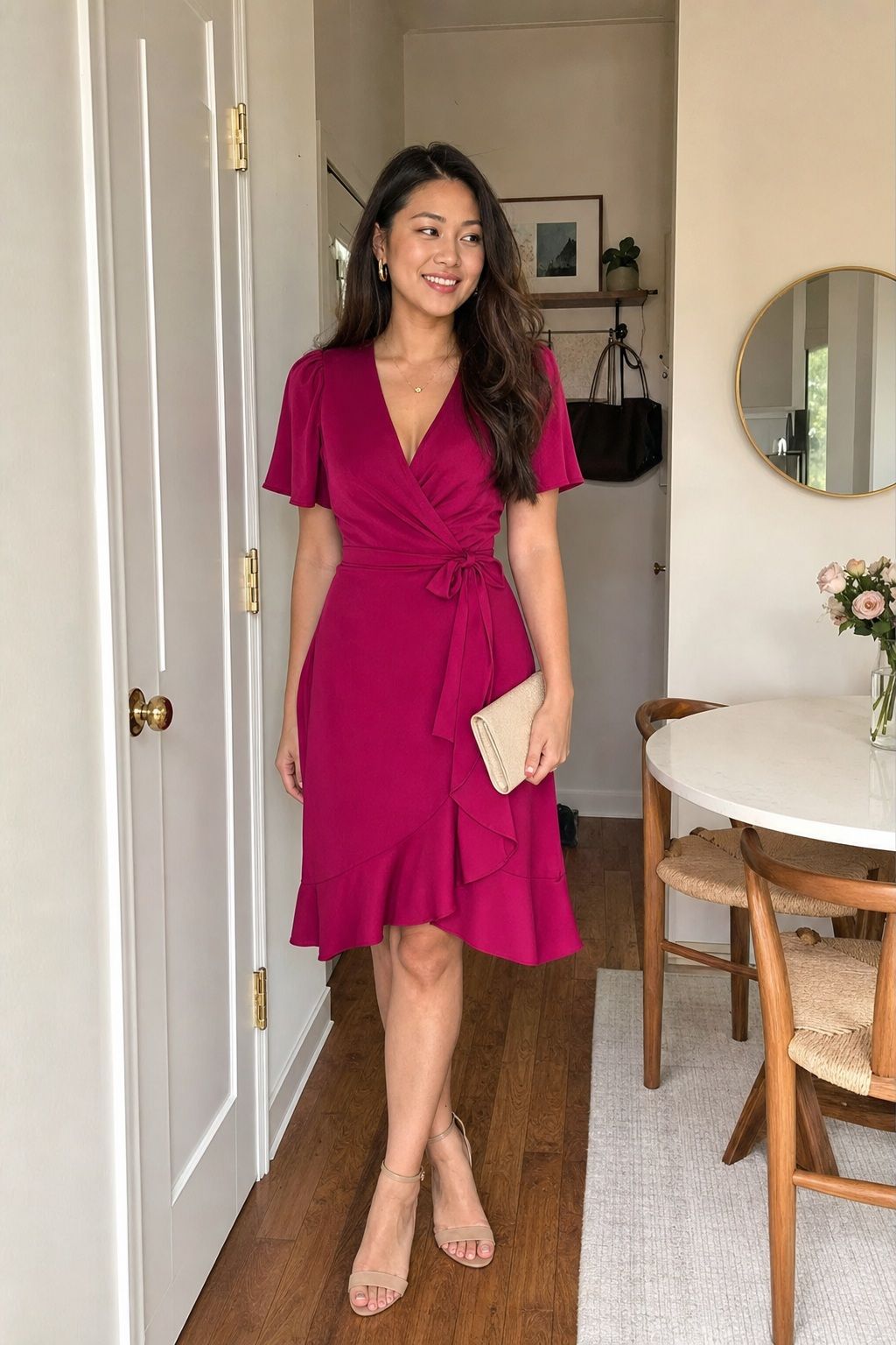 Wrap Dress in Cocktail Color small apartment idea for Top 17 Graduation Guest Outfits That Balance Comfort and Style.