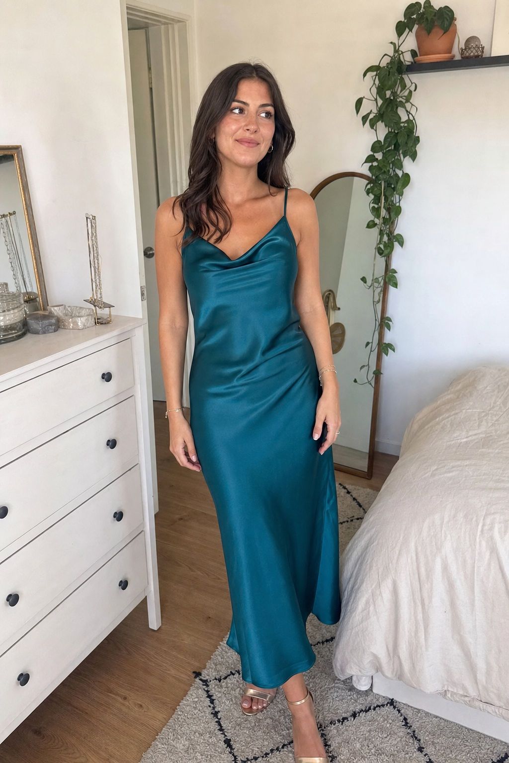 Satin Slip Dress in Jewel Tone small apartment idea for Top 17 Graduation Guest Outfits That Balance Comfort and Style.