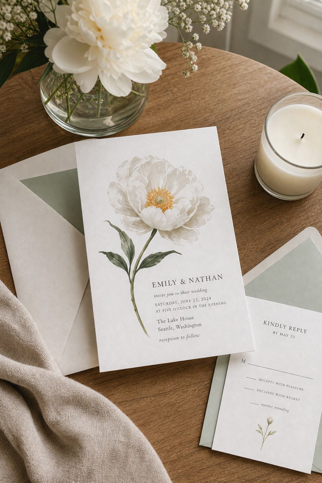 Use a Single Bloom Focal Design small apartment idea for Top 16 Summer Wedding Invitation Ideas That Set the Tone for a Sunlit Celebration.