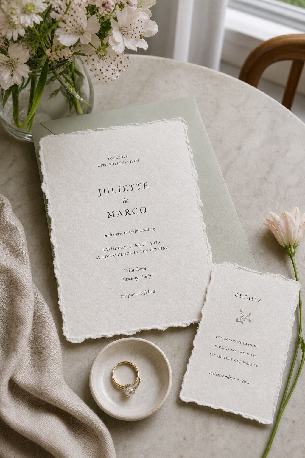 Add a Deckle Edge for Soft Imperfection small apartment idea for Top 16 Summer Wedding Invitation Ideas That Set the Tone for a Sunlit Celebration.