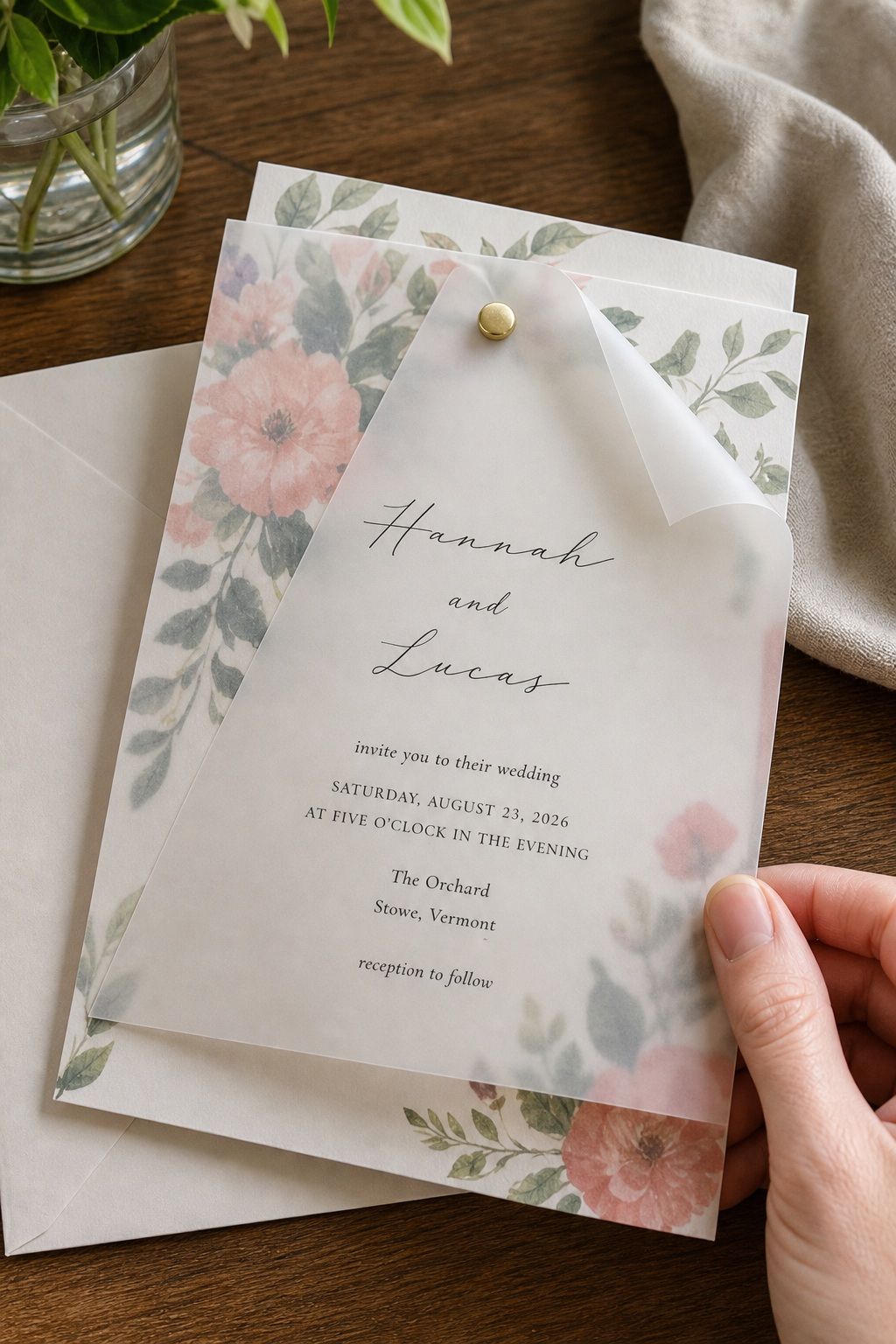 Layer Vellum Overlay With Florals Underneath small apartment idea for Top 16 Summer Wedding Invitation Ideas That Set the Tone for a Sunlit Celebration.