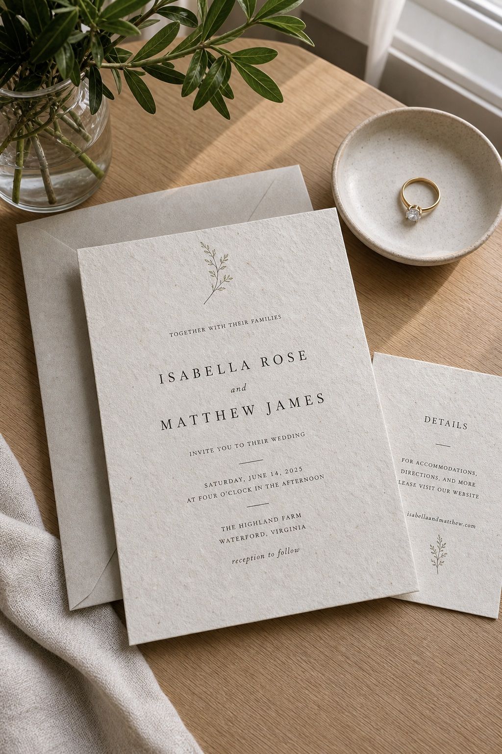 Print on Recycled Cotton or Hemp Paper small apartment idea for Top 16 Summer Wedding Invitation Ideas That Set the Tone for a Sunlit Celebration.