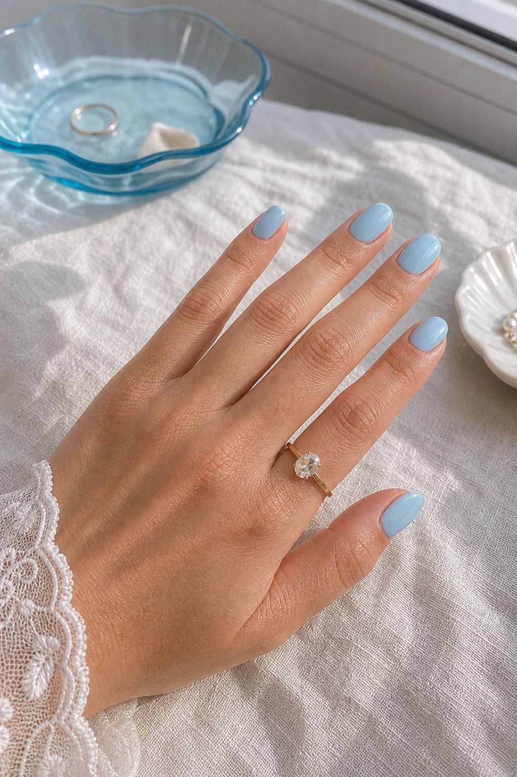 Baby Blue for Coastal Brides small apartment idea for Top 18 Summer Wedding Nail Ideas for the Bride Who Wants Fresh and Floral.