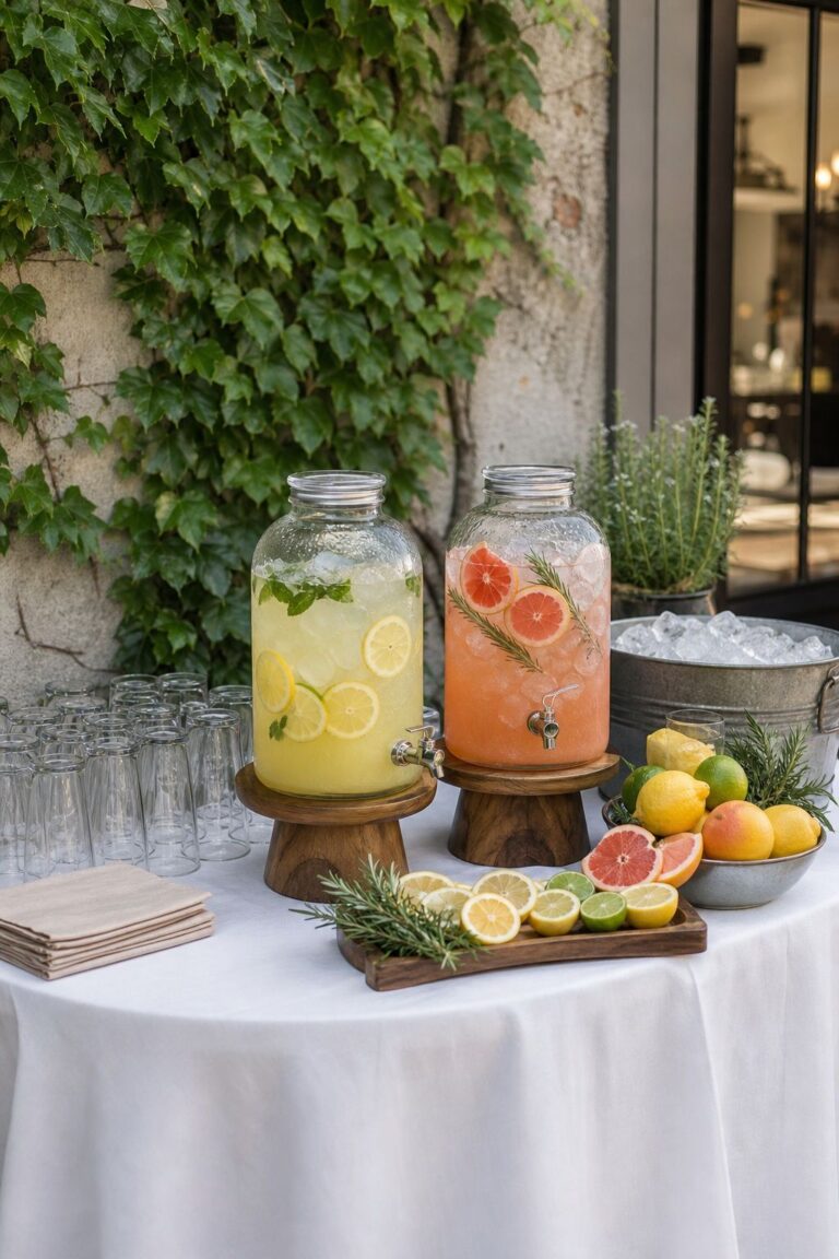 Build a Cold Drink Station With Two Signatures small apartment idea for Top 19 Summer Wedding Reception Ideas That Keep the Celebration Going All Night.