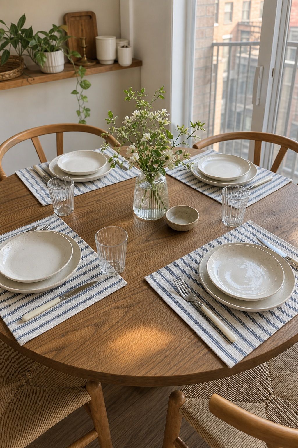 Striped Cotton Placemats small apartment idea for Top 17 Dining Table Summer Decor Ideas for Small-Space Hosting.