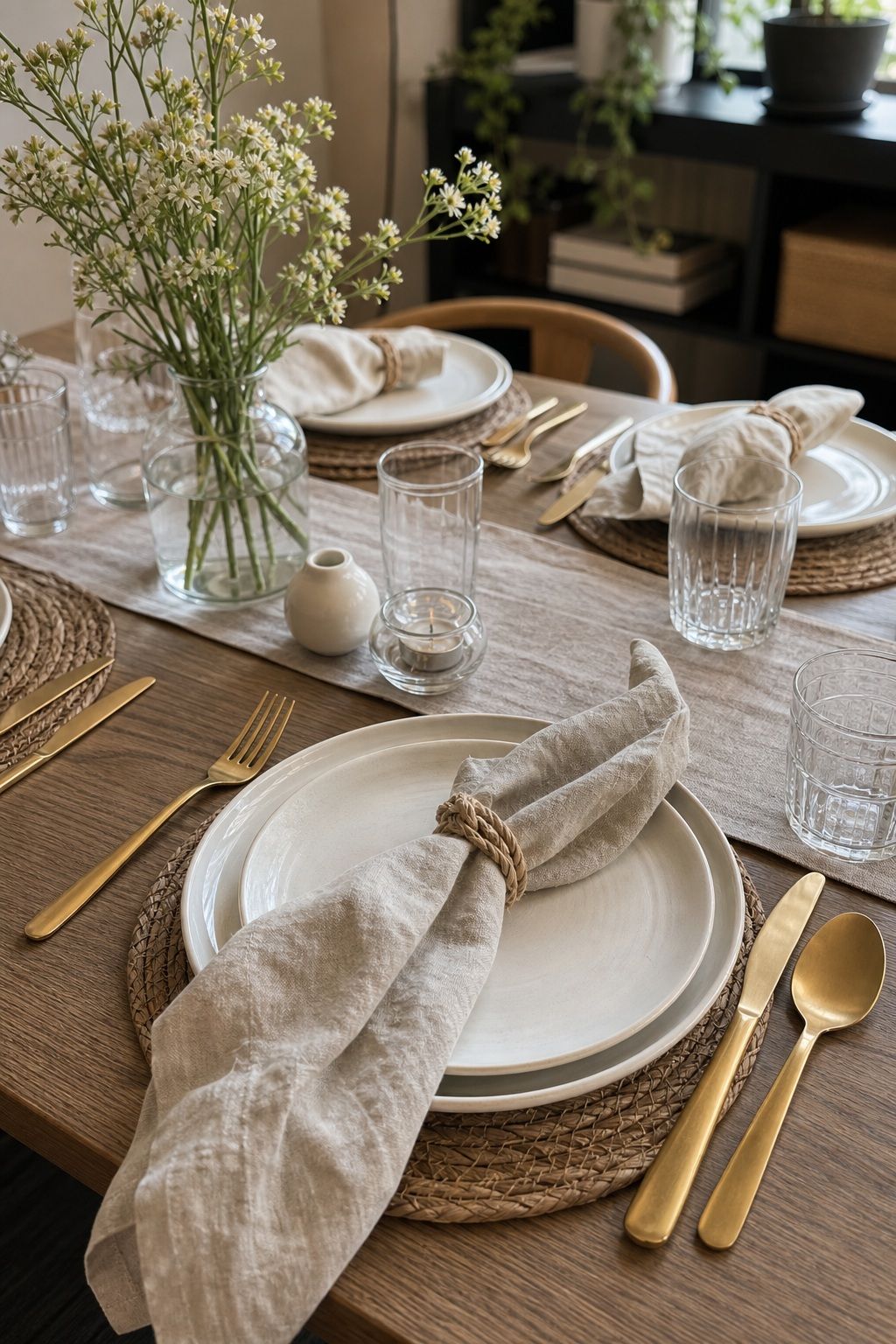 Gold or Brass Flatware small apartment idea for Top 17 Dining Table Summer Decor Ideas for Small-Space Hosting.