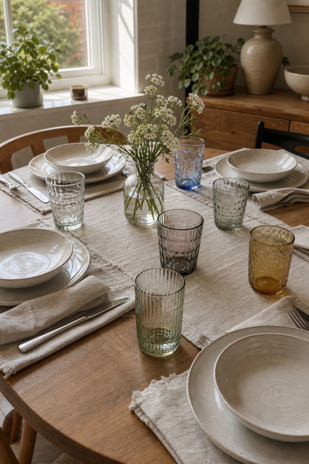 Mixed Glass Tumblers small apartment idea for Top 17 Dining Table Summer Decor Ideas for Small-Space Hosting.