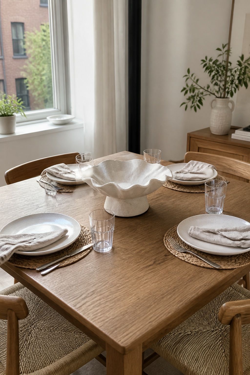Single Sculptural Centerpiece small apartment idea for Top 17 Dining Table Summer Decor Ideas for Small-Space Hosting.
