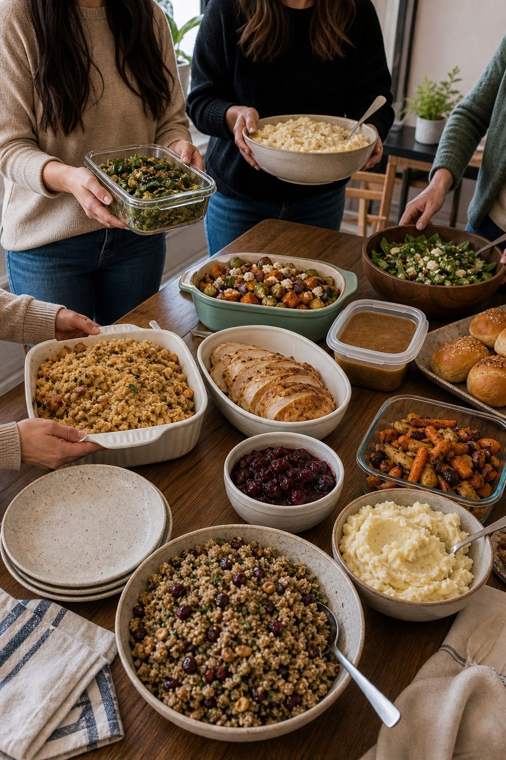 Divide the Whole Menu as a Potluck small apartment idea for Top 18 Friendsgiving Food Ideas for an Easy, Crowd-Pleasing Spread.