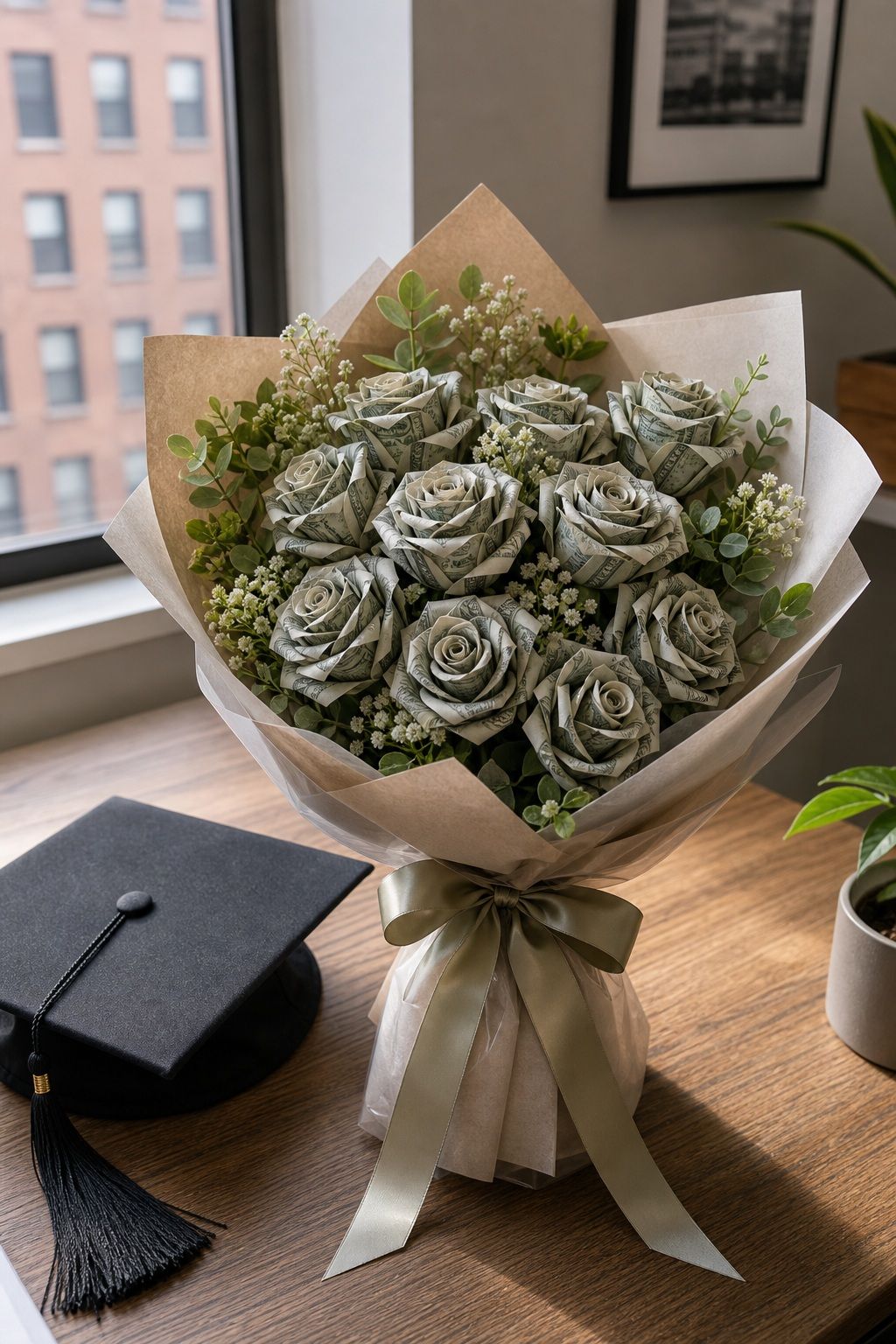 Folded Bill Money Rose Bouquet small apartment idea for Top 16 Beautiful Graduation Bouquet Ideas to Celebrate the Big Day.