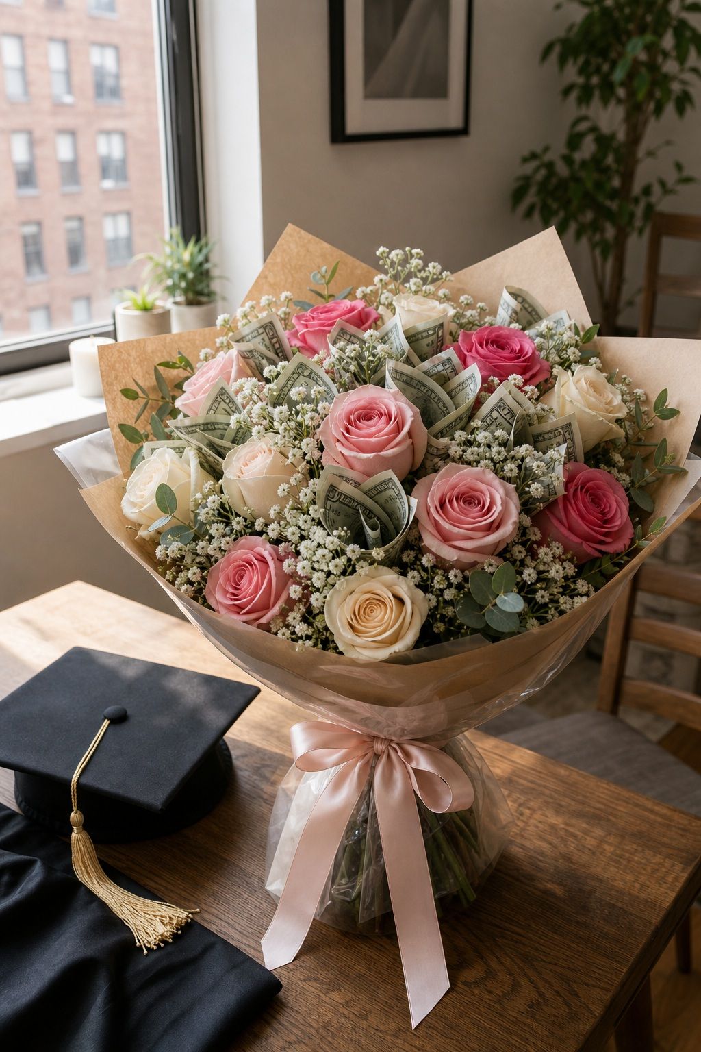 Money & Real Flower Hybrid small apartment idea for Top 16 Beautiful Graduation Bouquet Ideas to Celebrate the Big Day.