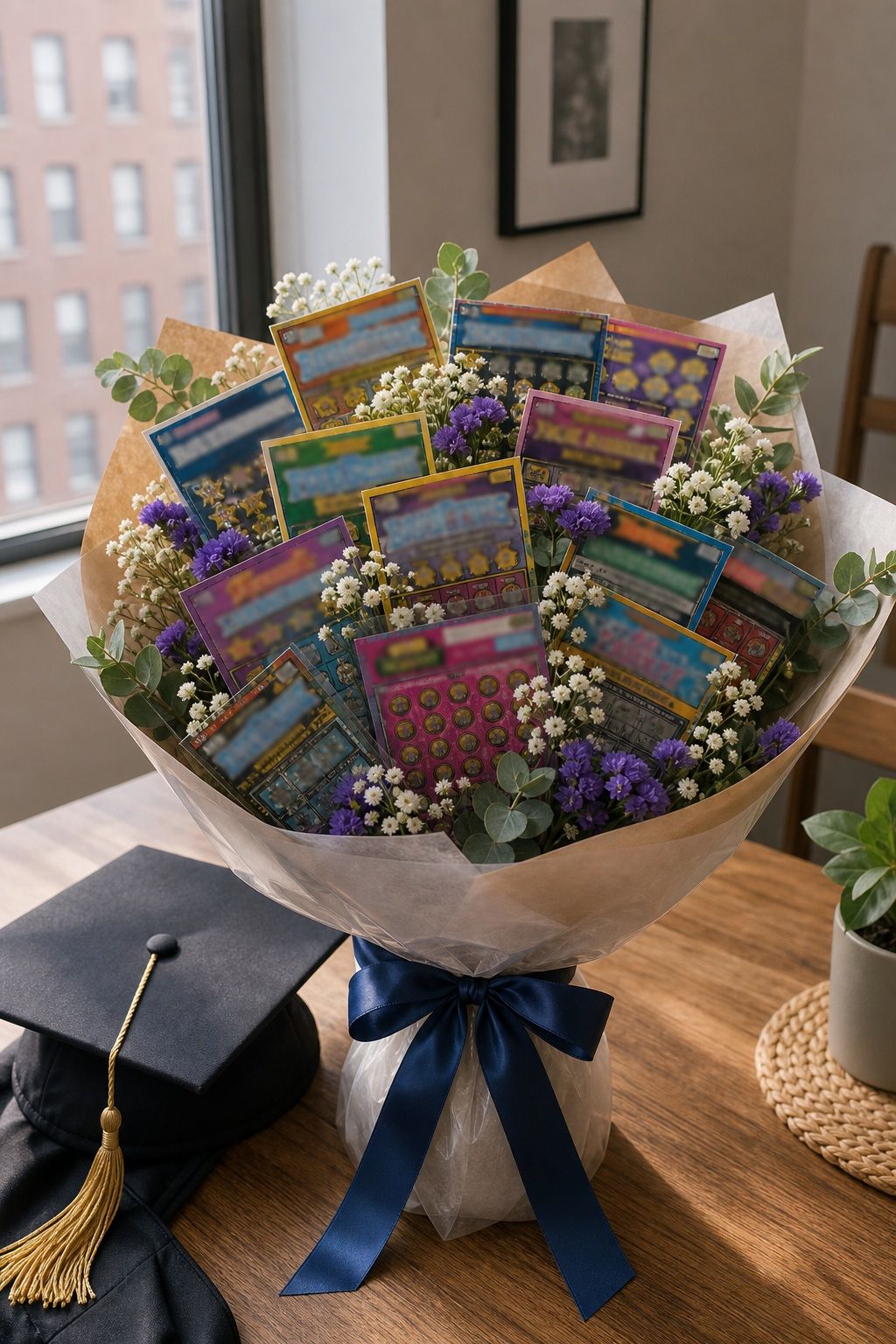 Lottery Ticket Bouquet small apartment idea for Top 16 Beautiful Graduation Bouquet Ideas to Celebrate the Big Day.