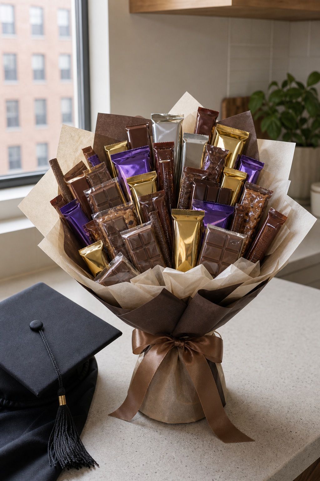 Chocolate Bar Candy Bouquet small apartment idea for Top 16 Beautiful Graduation Bouquet Ideas to Celebrate the Big Day.