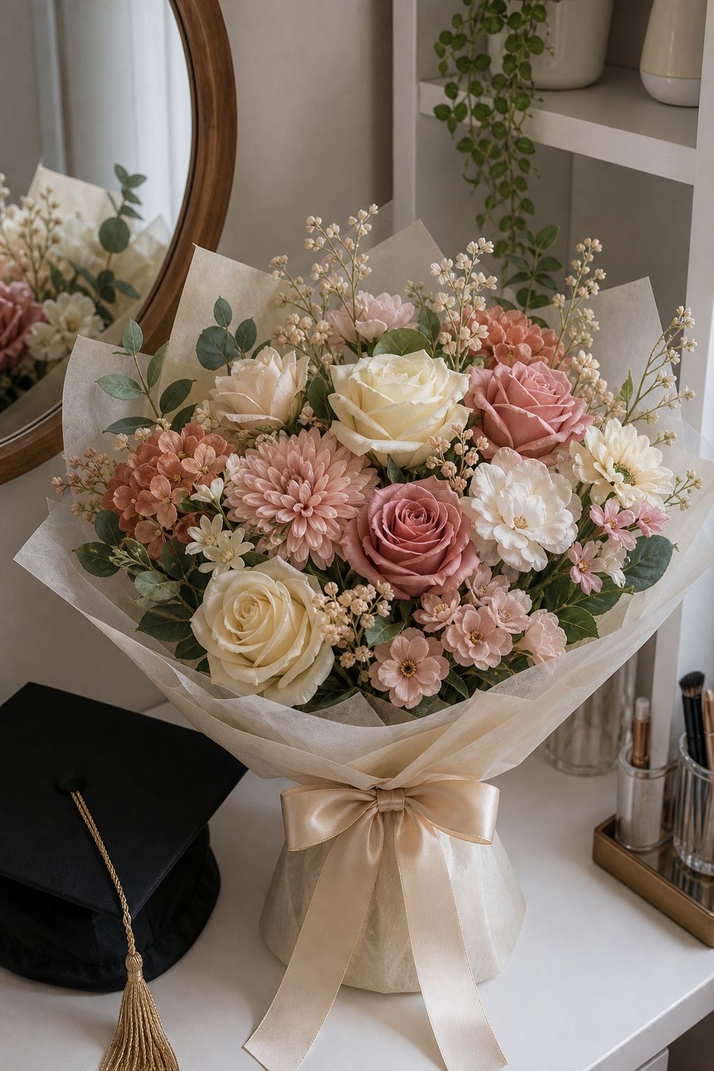 Silk Flower Forever Bouquet small apartment idea for Top 16 Beautiful Graduation Bouquet Ideas to Celebrate the Big Day.