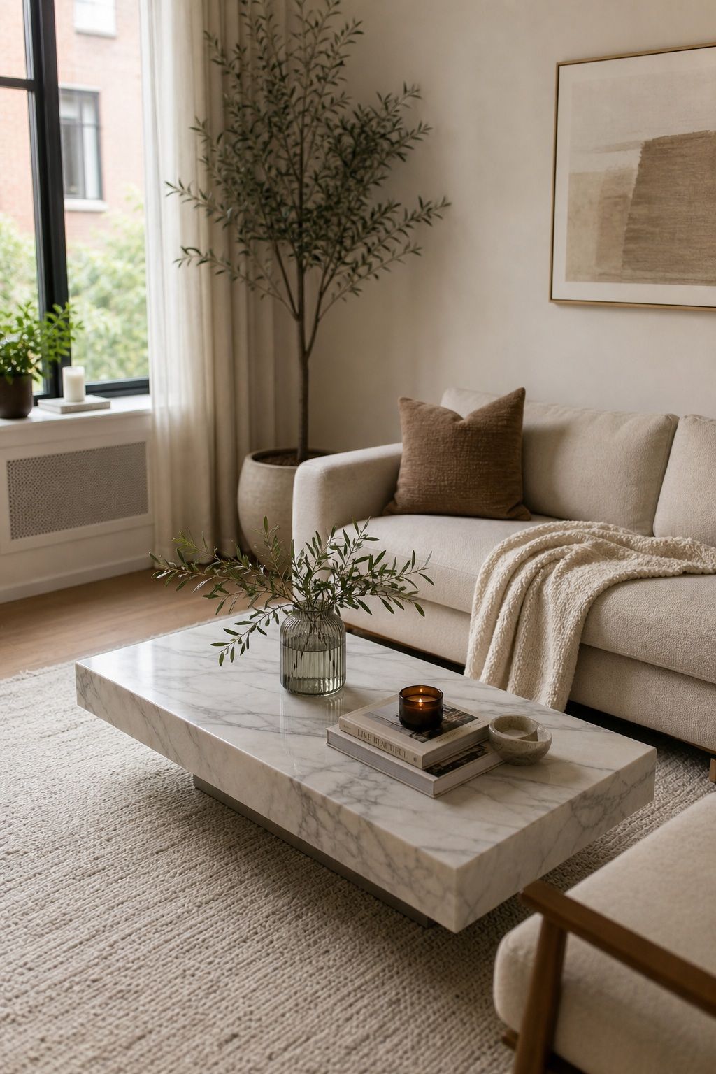 Marble or Stone-Top Table for a Modern Minimal Look small apartment idea for Top 16 Small Apartment Coffee Table Ideas for Every Style.