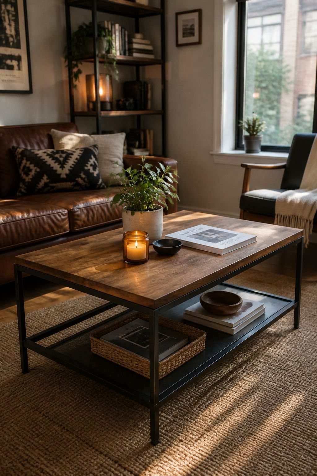 Wood and Metal Combo for an Industrial or Mid-Century Vibe small apartment idea for Top 16 Small Apartment Coffee Table Ideas for Every Style.