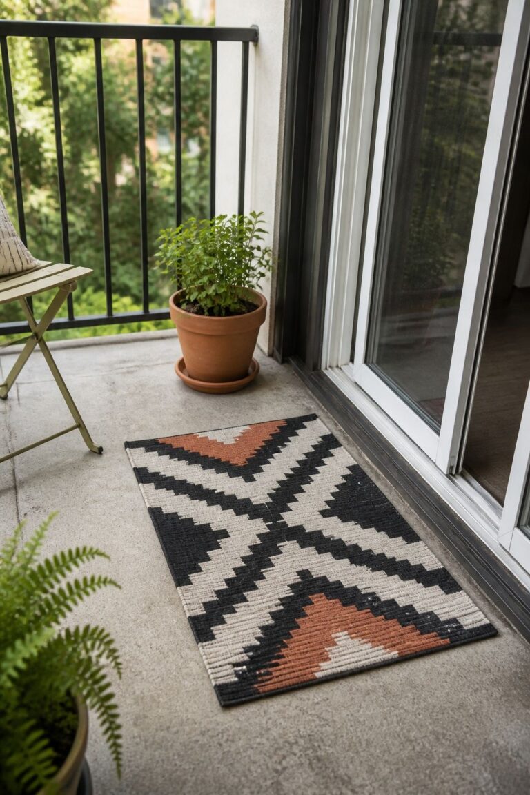 Swap Your Doormat for a Bold Outdoor Print (Under $15) small apartment idea for Top 18 Small Apartment Patio Ideas on a Budget Under $200.