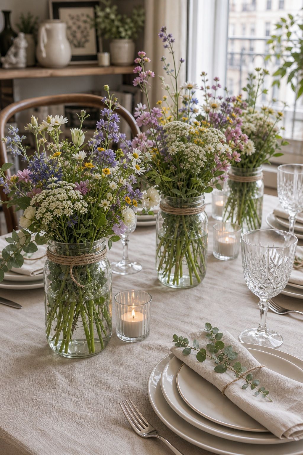 Make Mason Jar Centerpieces With Wildflowers small apartment idea for Top 20 Spring Wedding Ideas for a Fresh, Floral, and Budget-Friendly Celebration.