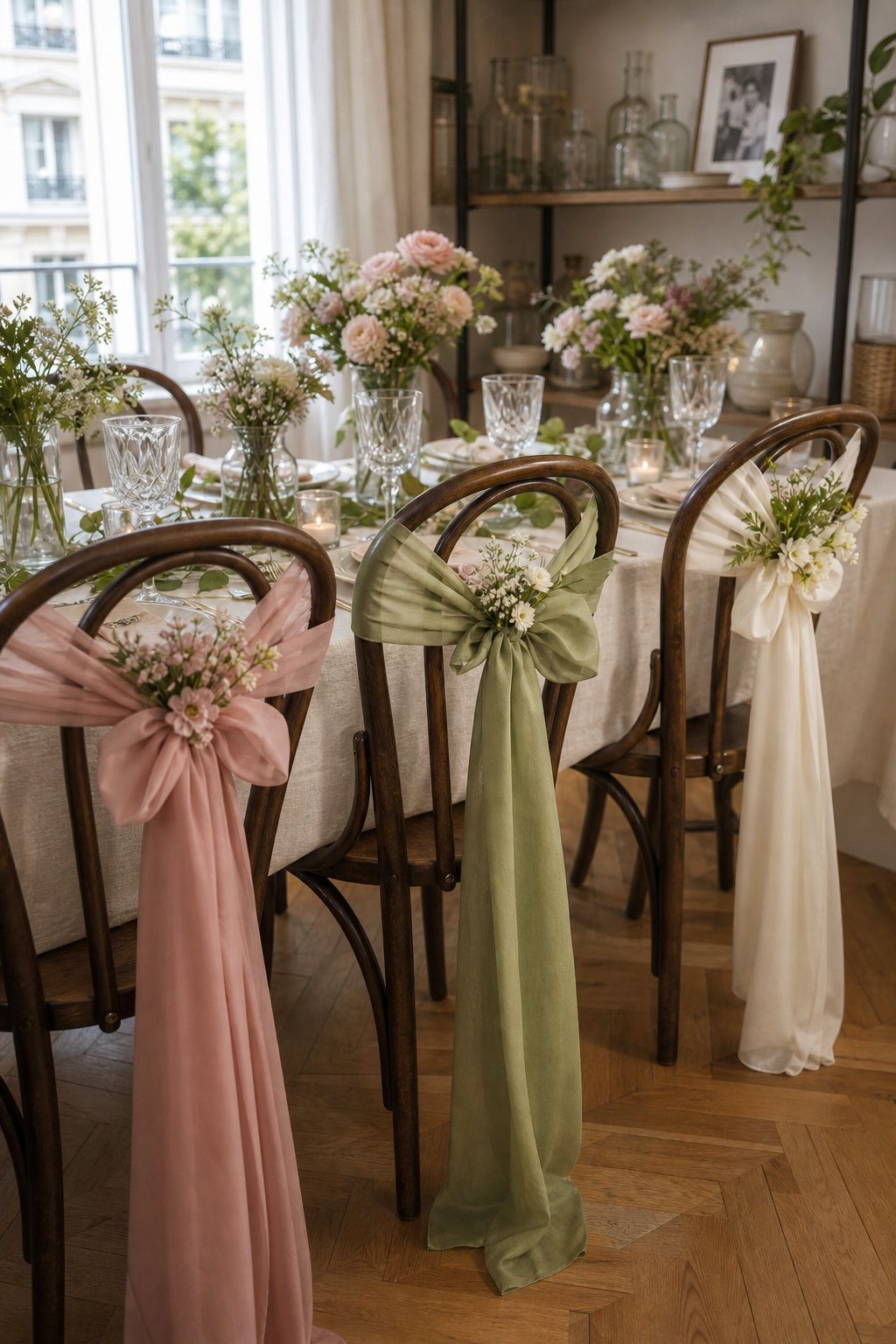 Tie Ribbon Sashes on Reception Chairs small apartment idea for Top 20 Spring Wedding Ideas for a Fresh, Floral, and Budget-Friendly Celebration.