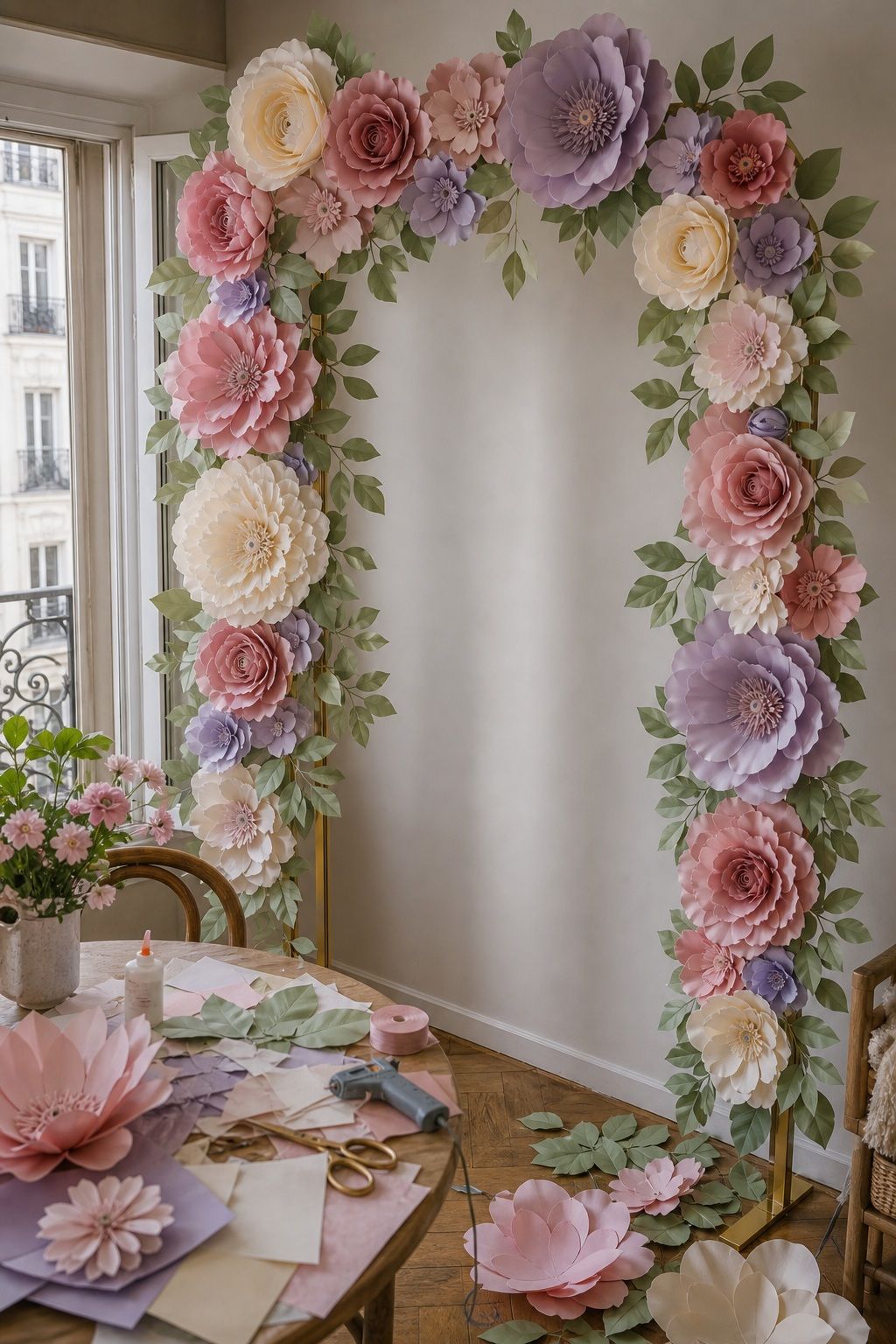 Build a Paper Flower Arch small apartment idea for Top 20 Spring Wedding Ideas for a Fresh, Floral, and Budget-Friendly Celebration.